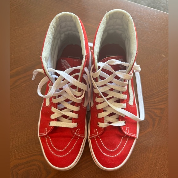 NWOT Red/White Vans Shoes | Sk8-Hi Skate Unisex Red Shoes - Picture 7 of 7